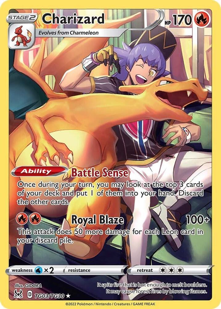 Charizard Ultra Rare SWSH11: Lost Origin Trainer Gallery TG03/TG30 NM (Back)