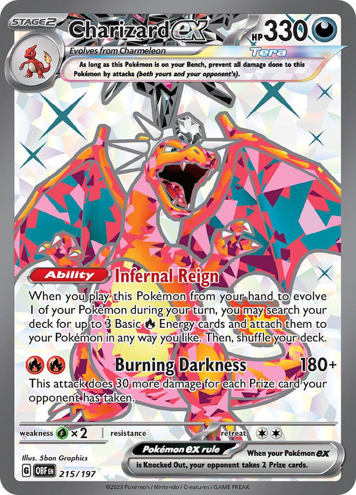Charizard ex Ultra Rare SV03: Obsidian Flames 215/197 NM (Back)