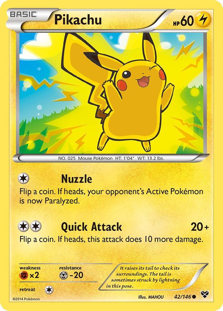 Pikachu Common XY Base Set 42/146 NM (Back)