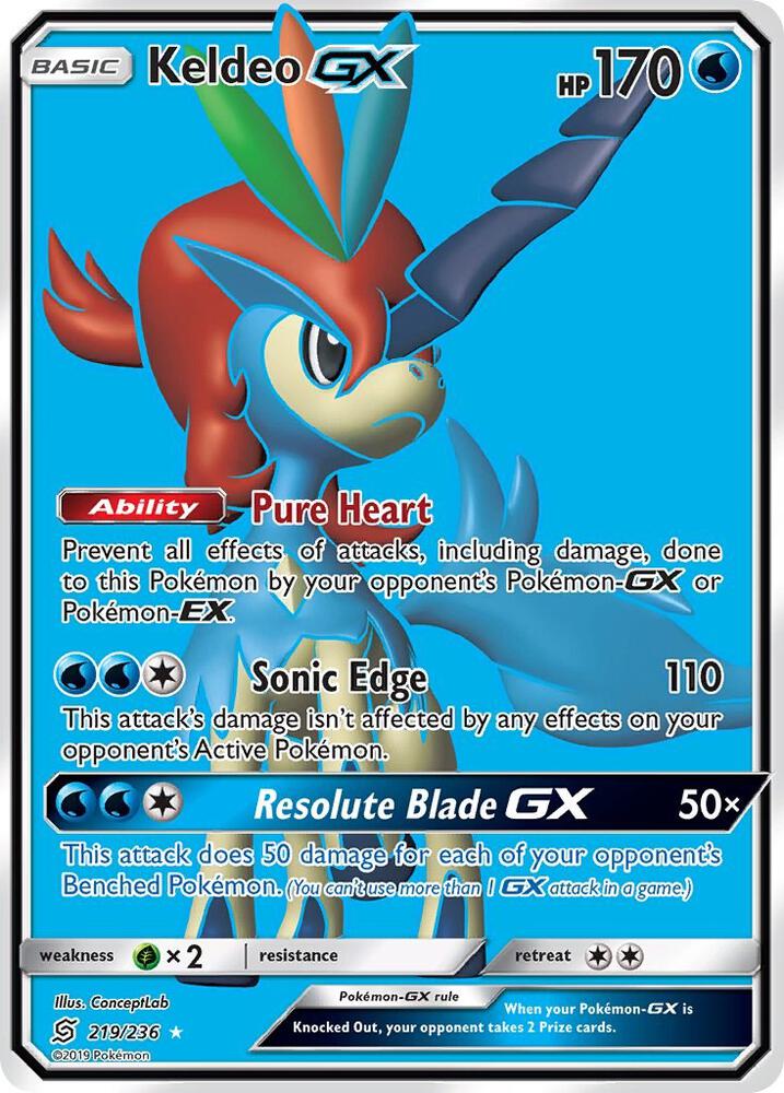 Keldeo GX (Full Art) Ultra Rare SM - Unified Minds 219/236 NM (Back)