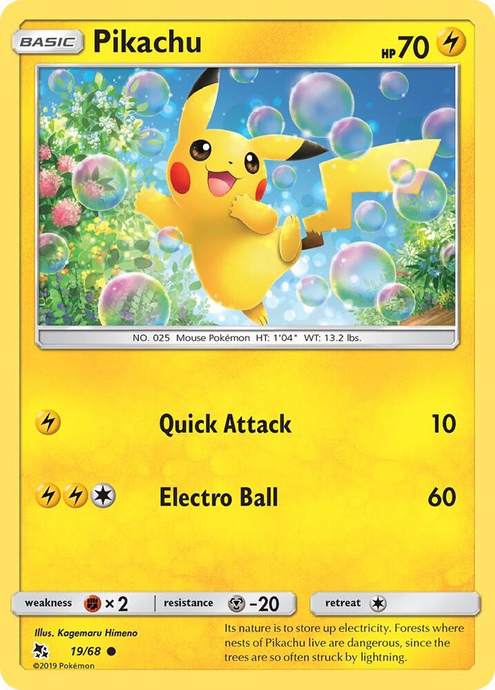Pikachu Common Hidden Fates 19/68 NM (Back)