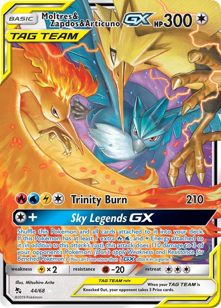Moltres & Zapdos & Articuno GX Ultra Rare Hidden Fates 44/68 NM (Back)