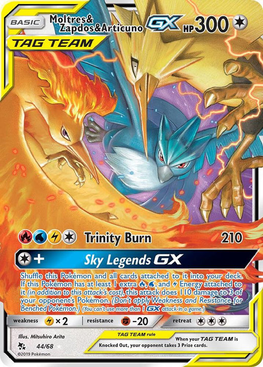 Moltres & Zapdos & Articuno GX Ultra Rare Hidden Fates 44/68 NM (Back)