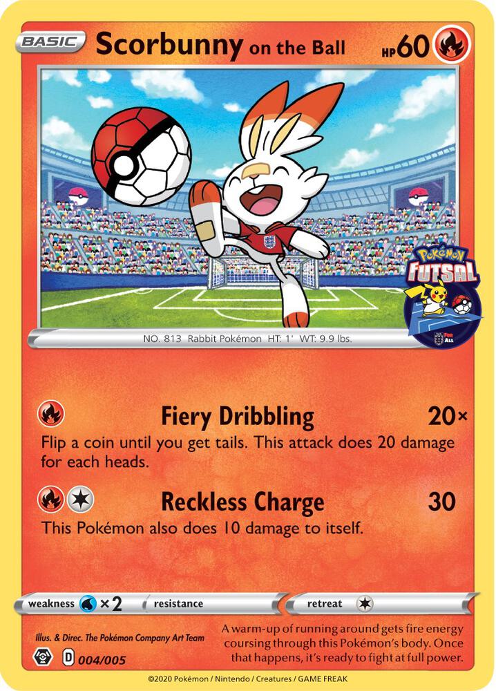 Scorbunny on the Ball - (Pokemon Futsal) Promo Miscellaneous Cards & Products 004/005 NM (Back)