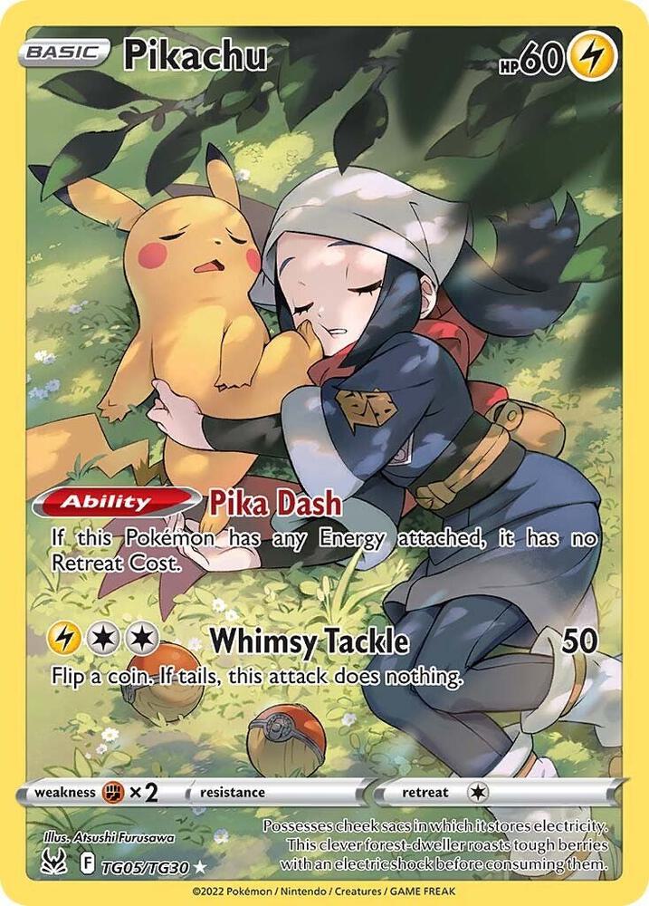 Pikachu Ultra Rare SWSH11: Lost Origin Trainer Gallery TG05/TG30 NM (Back)