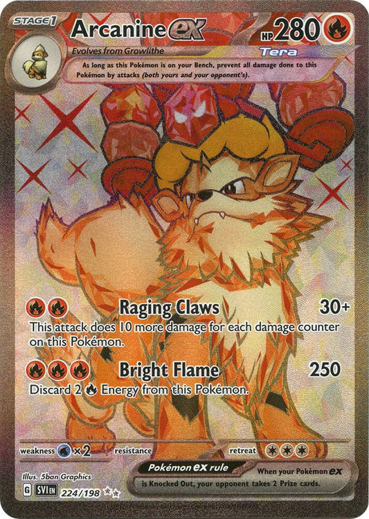 Arcanine ex - Ultra Rare SV01: Scarlet & Violet Base Set 224/198 NM (Back)