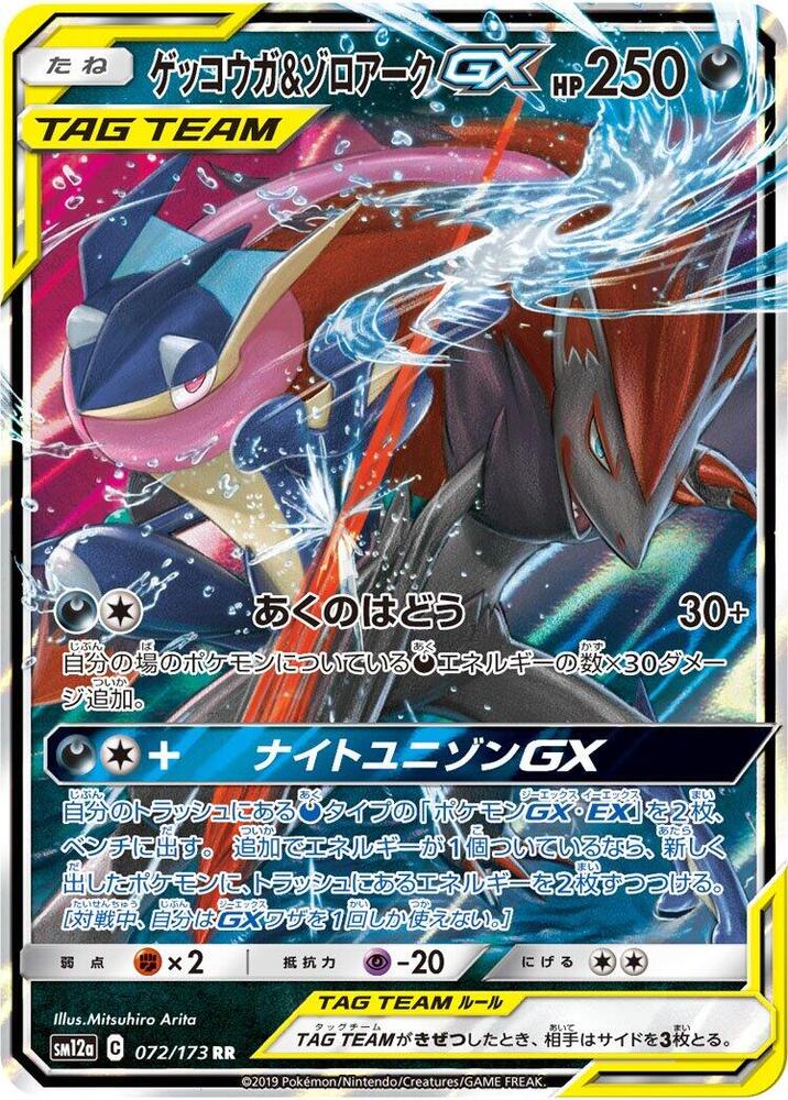 Greninja & Zoroark GX - Double Rare SM12a: TAG TEAM GX: Tag All Stars 072/173 NM (Back)