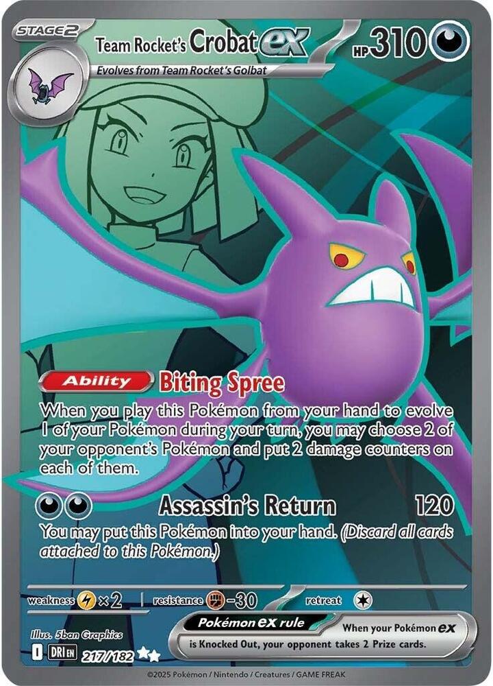 Team Rocket's Crobat ex Ultra Rare SV10: Destined Rivals 217/182 NM (Back)