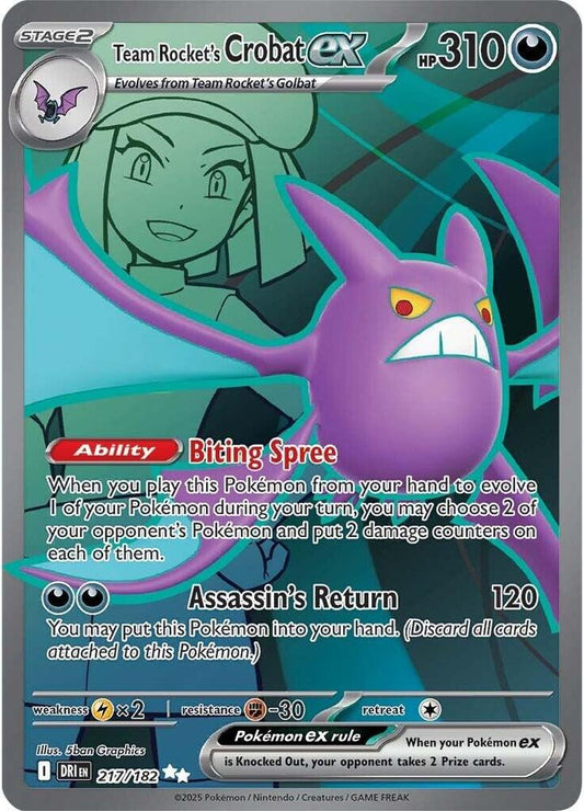 Team Rocket's Crobat ex Ultra Rare SV10: Destined Rivals 217/182 NM (Back)
