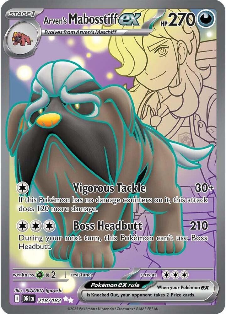 Arven's Mabosstiff ex Ultra Rare SV10: Destined Rivals 218/182 NM (Back)