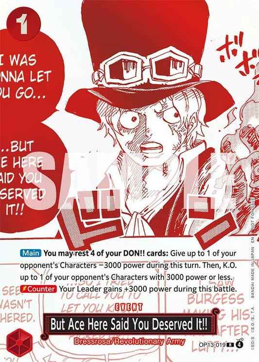 But Ace Here Said You Deserved It!! (3rd Anniversary Treasure Campaign Pack) R One Piece Promotion Cards OP13-019 NM (Back)