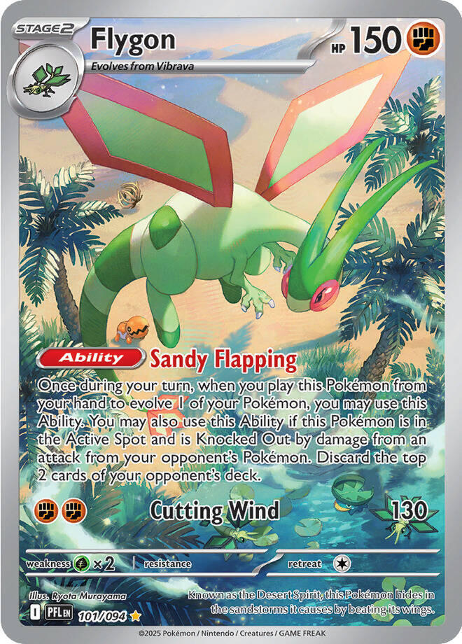 Flygon Illustration Rare ME02: Phantasmal Flames 101/094 NM (Back)