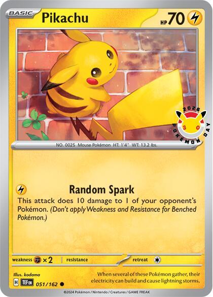 Pikachu (Pokemon Day 2026) Common Miscellaneous Cards & Products 051/162 NM (Back)