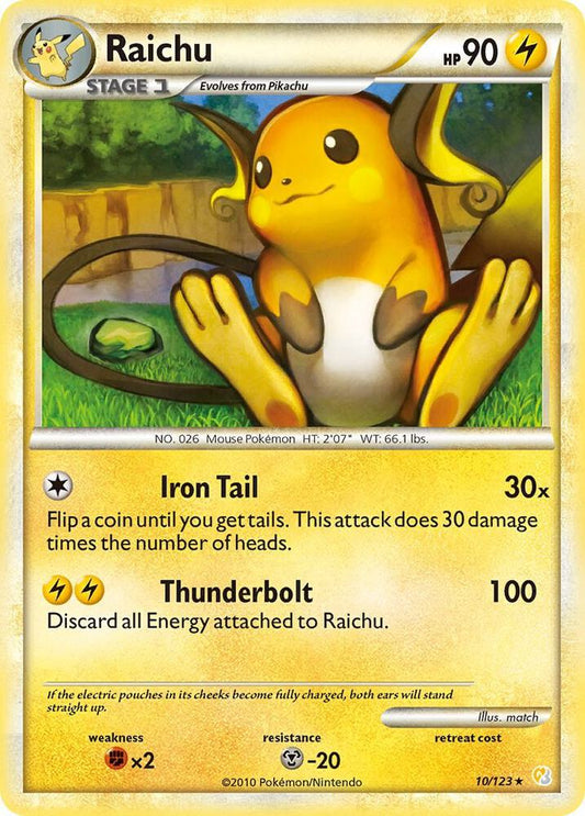 Raichu Holo Rare HeartGold SoulSilver 10/123 NM (Back)