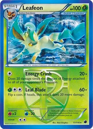 Leafeon - 11/116 (BW Plasma Freeze) Holo Rare Deck Exclusives 011/116 NM (Back)